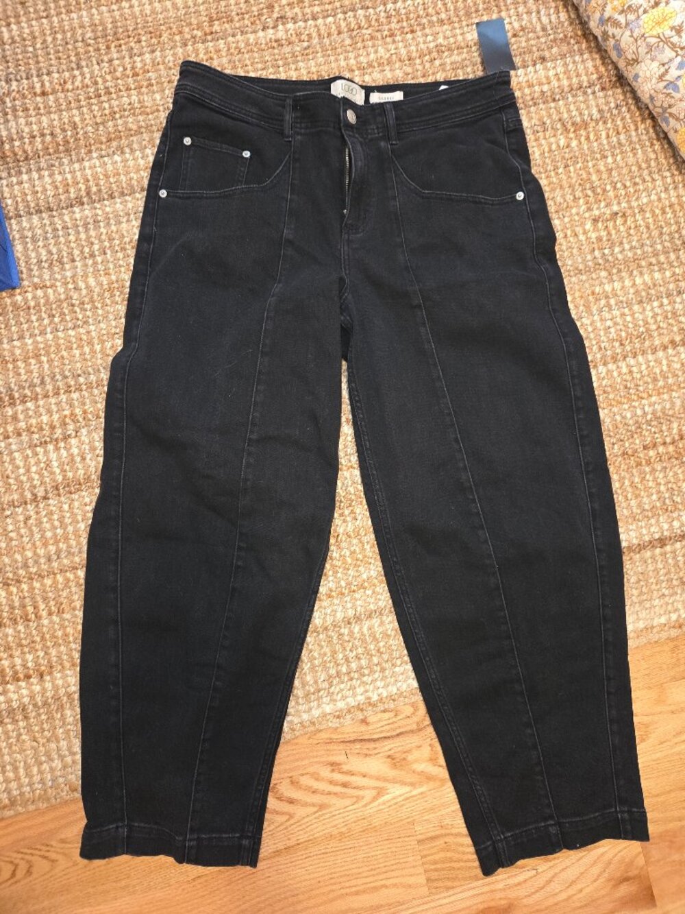 Black Denim Barrel Jeans